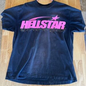 Black and Pink Graphic T-Shirt hellstar real scanner chip to authenticate